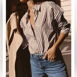 Zara STRIPED SHIRT WITH METALLIC THREAD